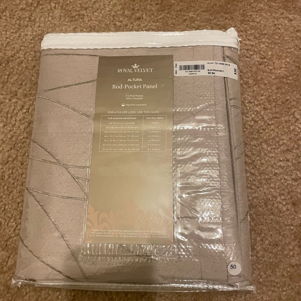 Royal Velvet Altura Rod-Pocket Panel size 50in* 84in